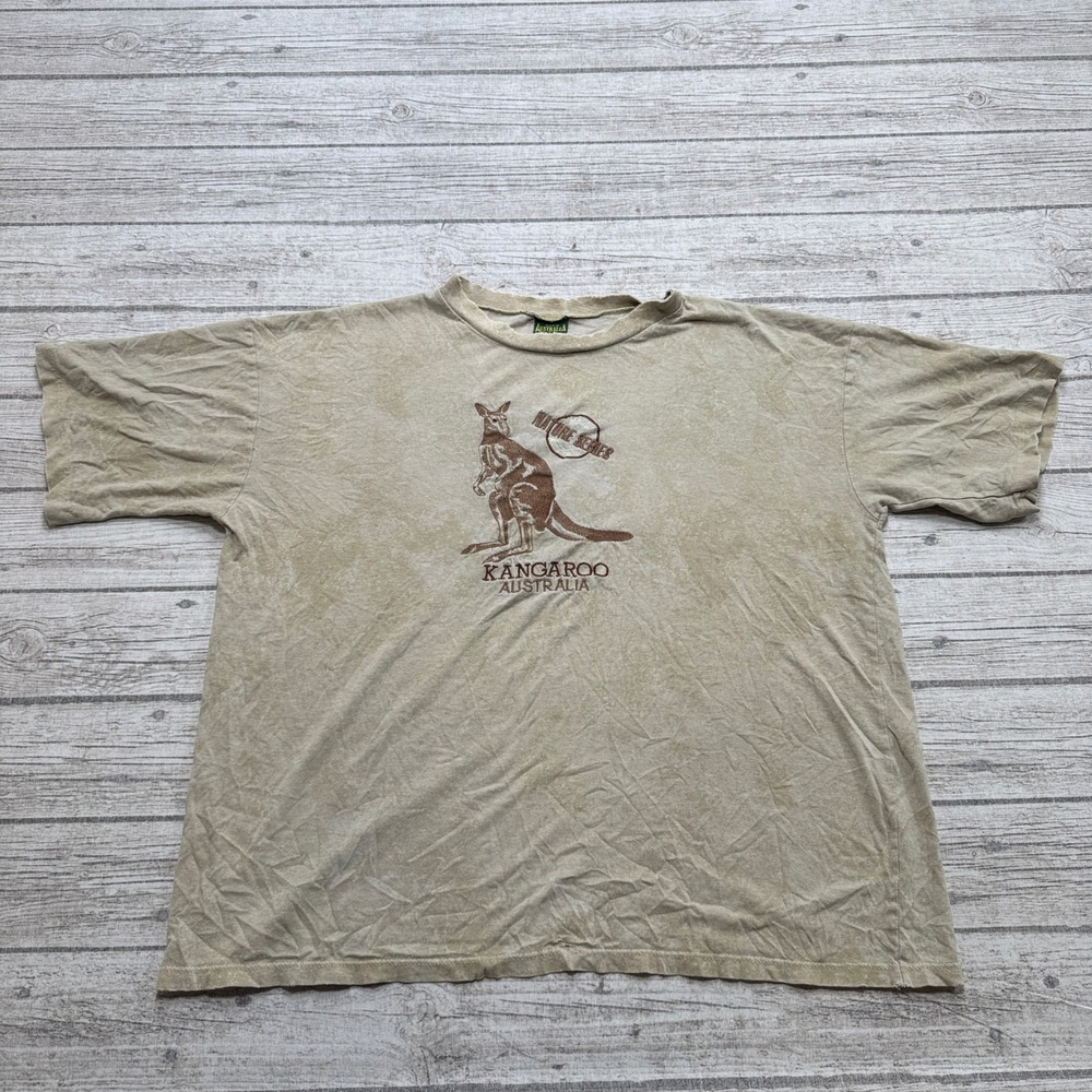 Vintage Nature Series T-Shirt Men's XL Brown Kangaroo Australia Souvenir Cotton